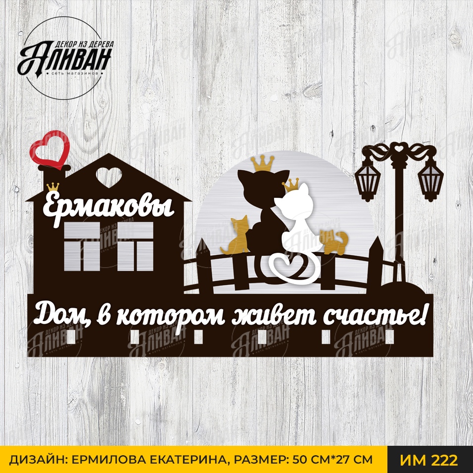 ключница кошки с коронами макет
